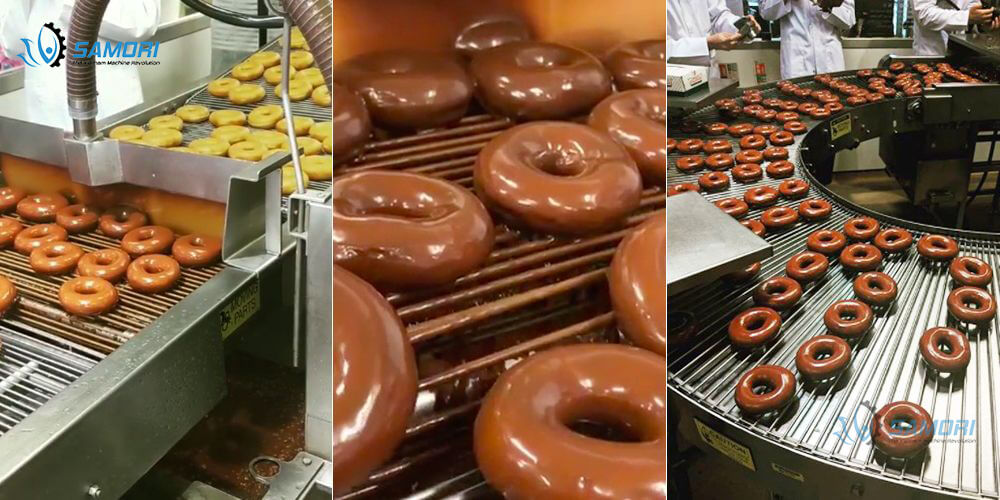 Bánh Donut được rất nhiều khách hàng yêu thích trong dây chuyền sản xuất Bánh Donut được rất nhiều khách hàng yêu thích trong dây chuyền sản xuất