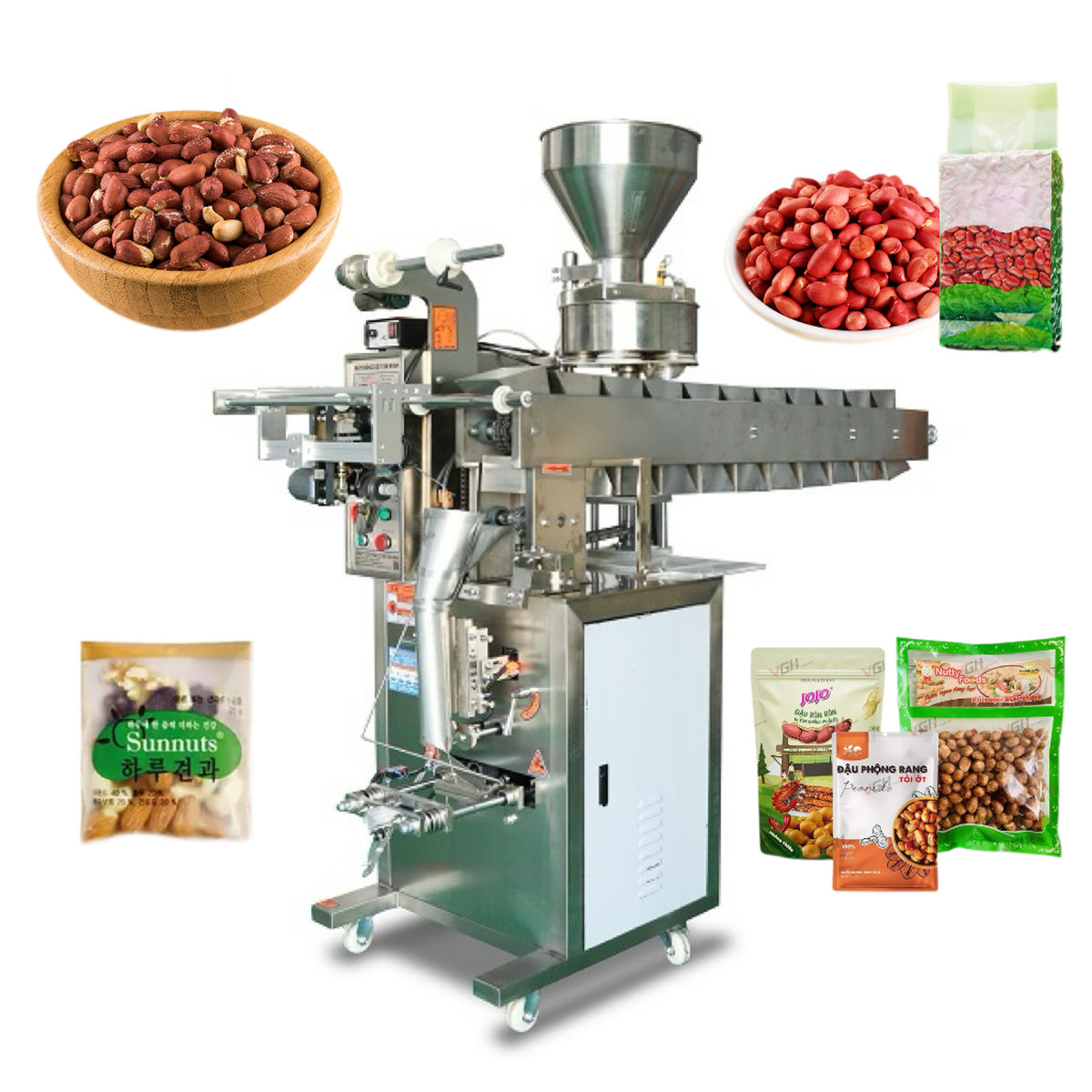 Máy đóng gói đậu phộng vận hành theo quy trình tự động khép kín