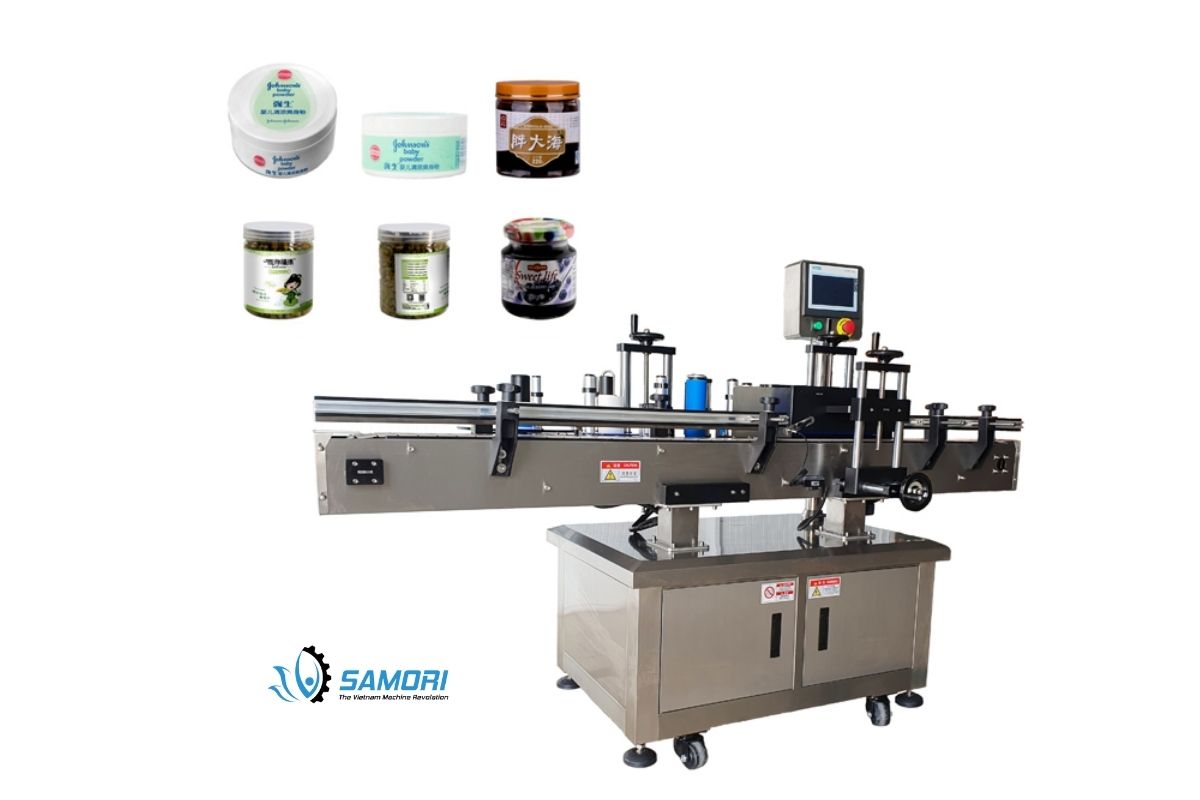 may dan nhan chai vuong Máy dán nhãn chai vuông Samori