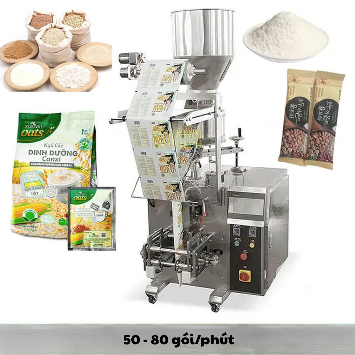 Hình ảnh minh hoạ máy đóng gói bột ngũ cốc do các kỹ sư Samori thiết kế