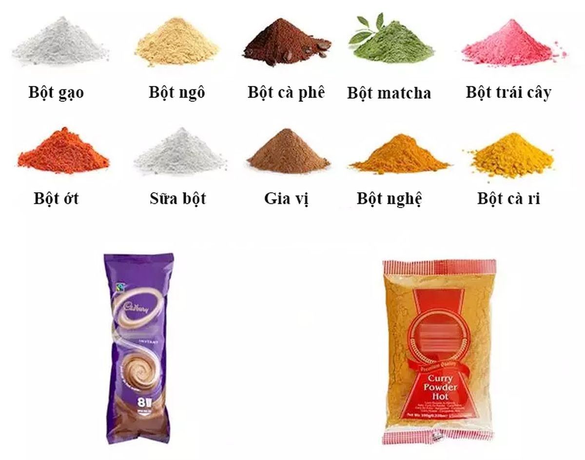 Các loại bột được đóng gói ở dạng túi