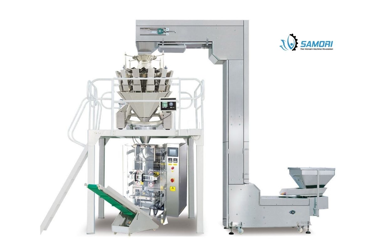 Máy đóng gói phân bón 4 đầu cân cổ áo