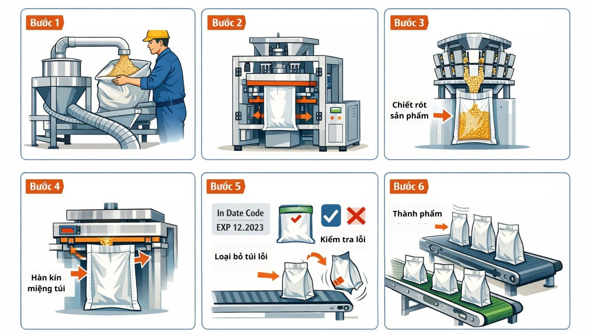 Quy trình vận hành máy đóng gói túi lớn